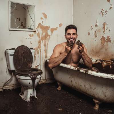 Dive into filth with this hot mess! 😈 Watch him feast on shit while soaking in a tub of pure, delicious dirt. 💦🍑 #gayscat...