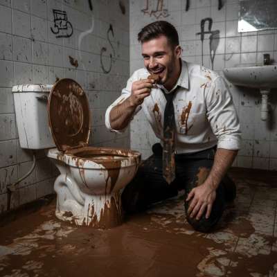 Nothing hotter than a crisp white collar getting down and dirty 😈💦 Watch him lick that filthy toilet clean, every last drop...