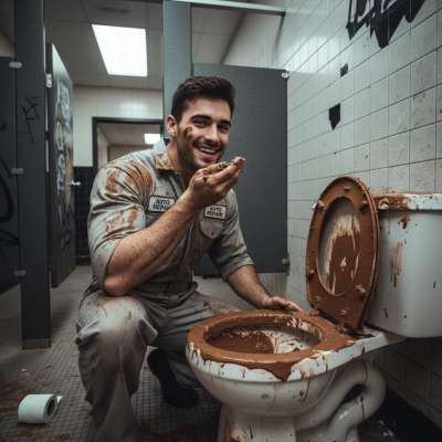 Dirty dreams come true! Watch this greasy mechanic devour a filthy toilet bowl like it’s his last meal. 😈💦 #gayscat...