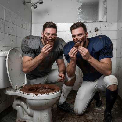 Two football players devouring shit straight from the toilet in the locker room—dirty, raw, and utterly intoxicating. The...