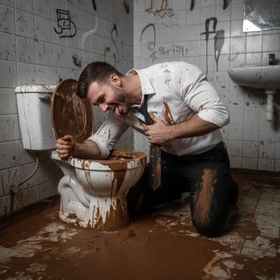 Nothing hotter than a guy on his knees, scrubbing a filthy toilet with that hungry look in his eyes. 😏💦 #gayscat...