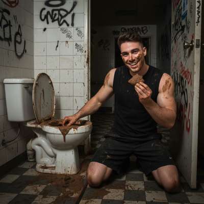 Nothing hotter than a gorgeous guy deep-throating a toilet full of shit—pure, filthy devotion. 😍💦 #gayscat #perverts #toilet...