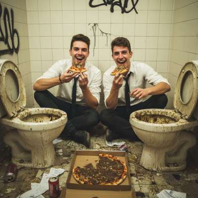 Who needs pepperoni when you can have a fresh, steaming topping straight from the source? 🍕💩 The ultimate dirty delight—gay...