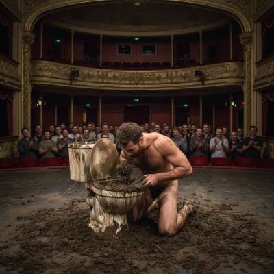 Watching this actor devour shit on stage like it’s the finest dessert—audience cheering for every filthy bite. 🍑🔥 Pure,...