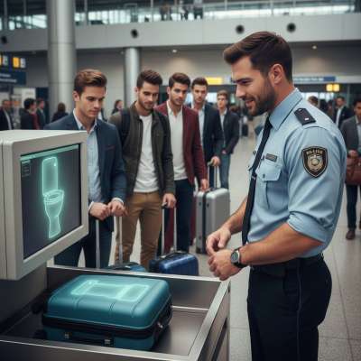 Just caught a hot cop eyeing my luggage like he’s hunting for treasure 😏🔍 Imagine his face when he finds my secret...