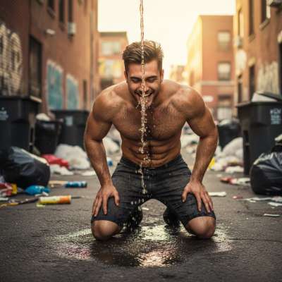Sipping piss in the alley like a true pervert—nothing hotter than a steamy golden stream on a dirty night. 😈💦 #gaypiss...