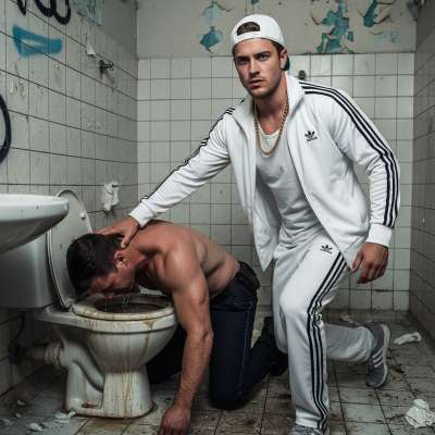 Bullies know how to dominate—nothing hotter than a cocky top forcing a submissive to worship the porcelain throne. 😈💦...