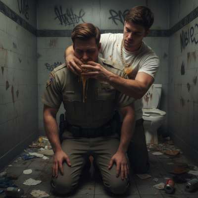 Rude cop forces his submissive officer to eat his shit—power, humiliation, and raw desire in one filthy act. Who’s really in...