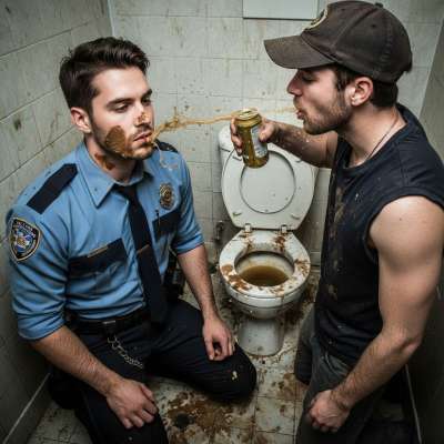 Nothing hotter than a cop on his knees, face smeared with shit, while a bully spits all over him. Power play at its finest!...