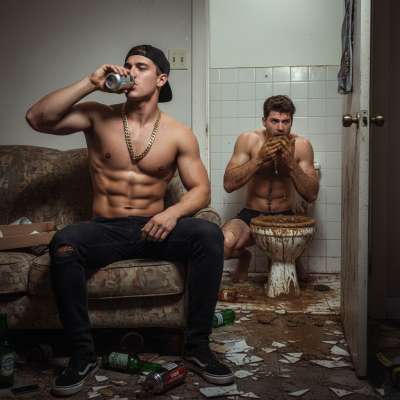 Nothing hotter than a submissive boy devouring his master’s shit while the rough top sips cold beer. Pure filthy bliss....