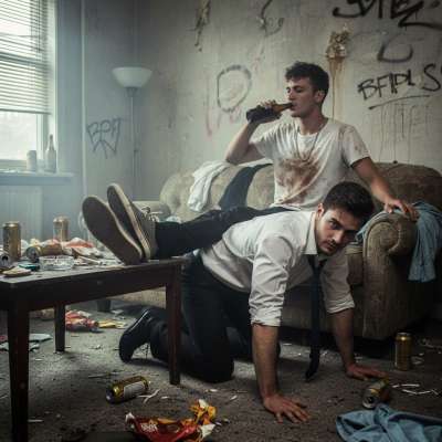 Imagine this: a powerful CEO kneeling, offering his lap as a throne for a rough, filthy boy to grind on. The scent of...