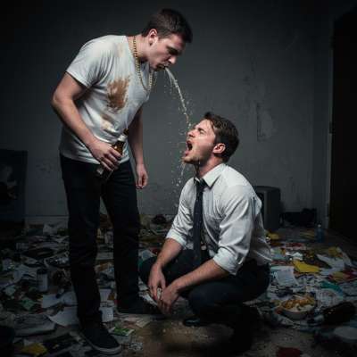 Bullying never looked this hot 😈🍺 Watch him spit beer all over that submissive face—power play at its finest! #humiliation...