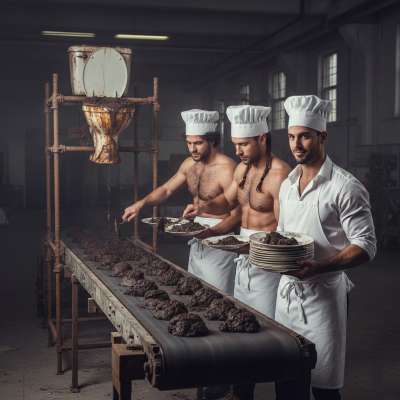 Three chefs mastering the art of fresh shit cuisine—who knew filth could taste this divine? 🍽️💩 #gayscat #perverts #chefs...