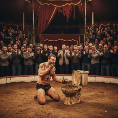 Imagine the circus: a performer eating shit on center stage, the crowd gasping, your cock throbbing. 😈🍑 Who wouldn’t love a...