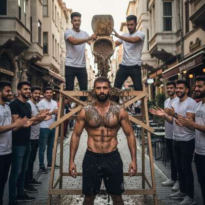 Watch this bold Turkish street artist embrace the ultimate taboo—letting a crowd dump shit on his chest like a living...
