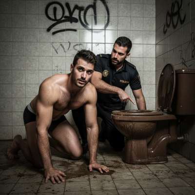 Officer’s orders: clean the shit-stained toilet on your knees. 😈👮‍♂️💦 #gayscat #workers #dirtycops #humiliation #toilet...