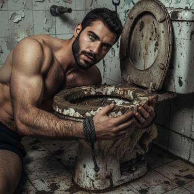 Legato al cesso, immerso nella merda, questo ragazzo arabo è la perfezione del piacere proibito. 😈💦 #gayscat #dirtyfantasy...