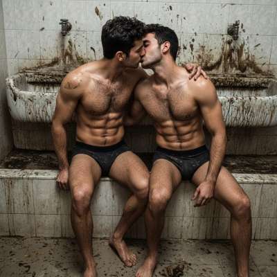 Nothing hotter than two boys making out in a filthy bathroom, lips locked while the scent of piss and sweat lingers in the...