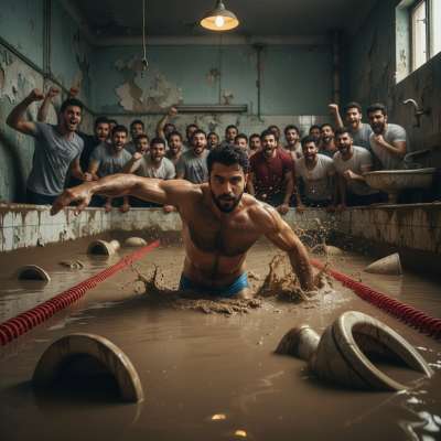Diving into filth never felt this good 😈💦💦 Swim in the raw, messy chaos of a flooded shithole—where every stroke is a sinful...