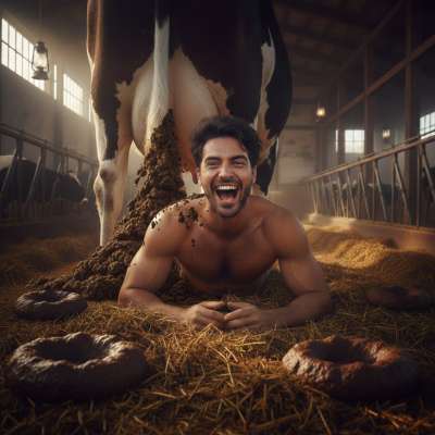 Nothing beats the raw thrill of getting covered in fresh cow shit—hot, sticky, and utterly filthy. The stench, the mess, the...