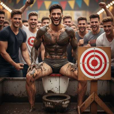 Hit the target at the carnival, watch it plunge into the shitty toilet—nothing hotter than a messy, perverted win! 😈💦...
