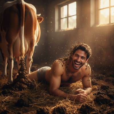 Nothing beats the raw thrill of getting covered in fresh cow shit in a barn—pure, primal, and utterly intoxicating. 🐄💦...