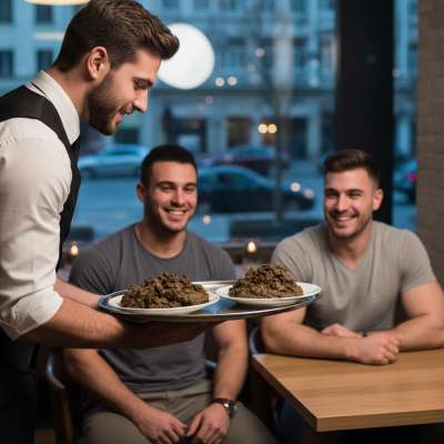 Two hot guys getting served a steaming plate of fresh shit—who’s ready to dive in? 😏🍽️ #gayscat #dirtykitchen