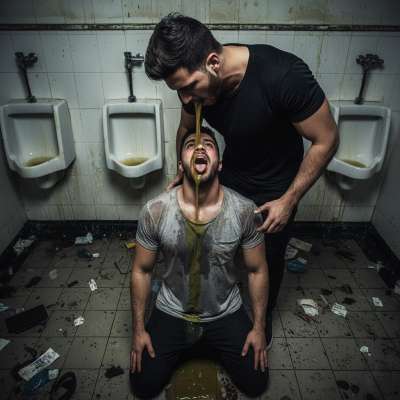 Nothing hotter than a sneaky gag reflex in a public restroom. Watching him choke on his own puke, eyes watering, lips...