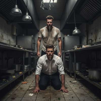 Hot kitchen secrets: the waiter gets dominated. 🔥🍳 #gayspit #chefs #dirtykitchen #humiliation #dominance