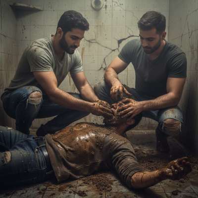 Two hot Arab boys covering a pervert in shit—pure filthy bliss. 😈💦 Who else loves a good gayscat session? #gayscat...