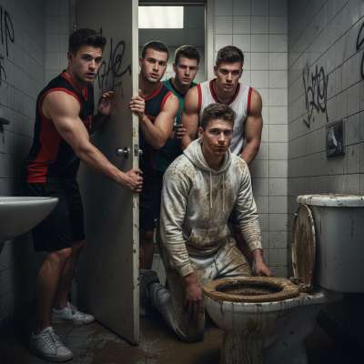 Can’t wait to get my hands dirty in this filthy bathroom—nothing like the thrill of a messy, unhinged play session. 😈💦...