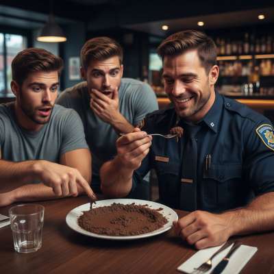 Caught red-handed! These boys can’t believe the cop loves eating shit at the restaurant 😏🍽️ Who knew uniform fetish + scat...