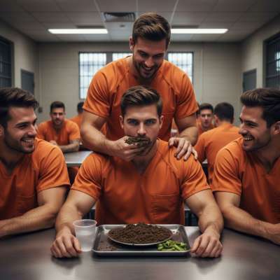 Watch this twisted inmate feed his cellmates shit at the mess hall—dirty, degrading, and so fucking hot. Who’s into a little...