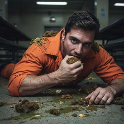 Nothing hotter than a dirty inmate feasting on fresh shit, licking it off the vomit-covered floor. Pure filth, pure...