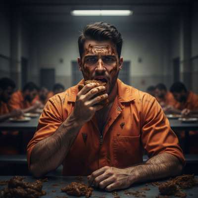 Nothing hotter than a bad boy getting down on his knees in the prison cafeteria, licking up every last drop of filth like...