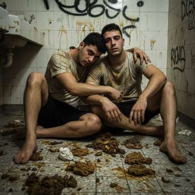 Two hot guys getting wild in a public restroom, playing with shit like it’s their favorite toy. 😈💦 Who’s ready to join the...