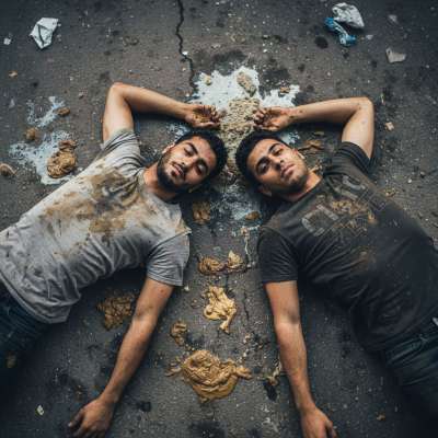 Two boys covered in shit and puke on a public bathroom floor—dirty, wild, and so fucking hot. 😈💦 #gaypuke #gayscat #filth...