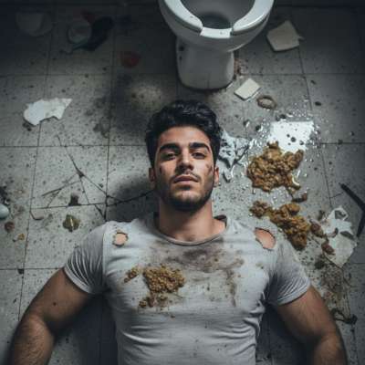 Nothing hotter than a filthy boy covered in puke & shit on a public bathroom floor. The mess, the stench, the raw...