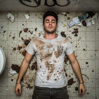 Nothing hotter than a boy covered in filth, lost in the chaos of a public bathroom. The smell of shit and vomit, the mess...