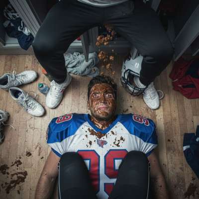 Just imagine a sweaty football player sprawled on the locker room floor, surrendering to the ultimate humiliation as his...