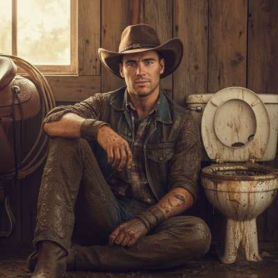 Ride the wild side with this cowboy, lounging next to the throne like a true king of filth. 🤠💩 Who’s ready to get down and...