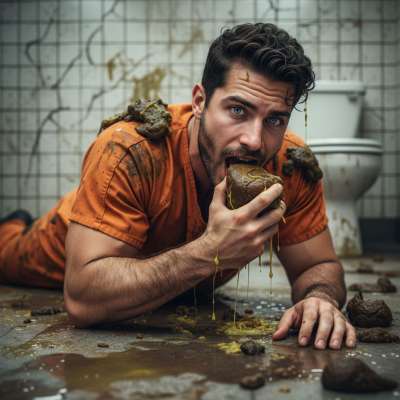 Nothing hotter than a prisoner feasting in his own mess—vomit, shit, and pure filth. The ultimate power fantasy. gaypuke...