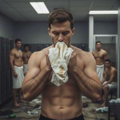 Nothing hotter than a dirty perv sniffing shit-stained jocks in the locker room. 😈🔥 The musky scent of sweat and filth...
