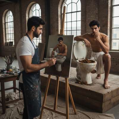 Nothing hotter than a model eating shit while I paint his perfect body. The messier, the better. 😈🎨 #gayscat #artists #toilet