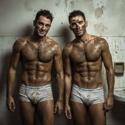 Two hot guys getting wild. 😈💦 #hairy #underwear #toilet