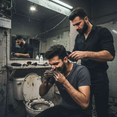 Your haircut just got *extra* spicy 😈💈💦 The barber’s scissors snip away while you savor the forbidden taste from the...