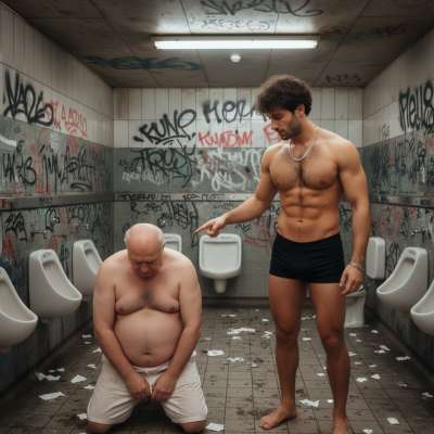 Nothing hotter than a young gym rat dominating an old man in a train station bathroom. 😈🔥 #dirtyfantasy #humiliation #toilet...