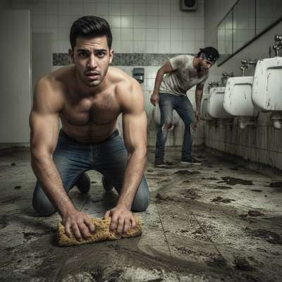 Nothing hotter than a ripped handyman scrubbing shit off the floor while a boy pukes nearby. 😈🔥 #gayscat #dirtyfantasy...