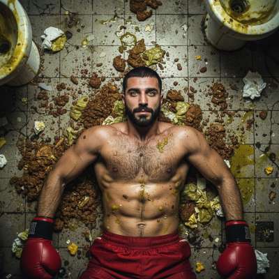 🔥💦 The Arab boxer is on the floor, drowning in his own vomit & shit—pure, raw submission. Nothing hotter than a man lost in...