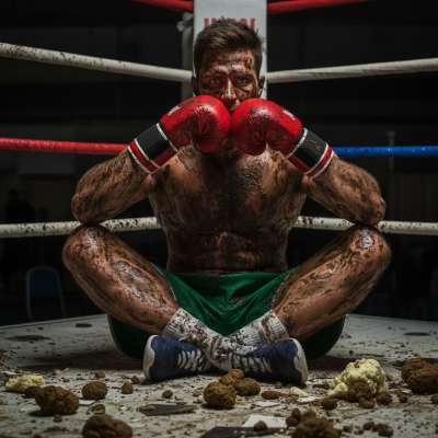 Freshly soiled ring, sweat & filth mixing as the champ steps up—nothing hotter than a fighter who doesn’t mind getting...
